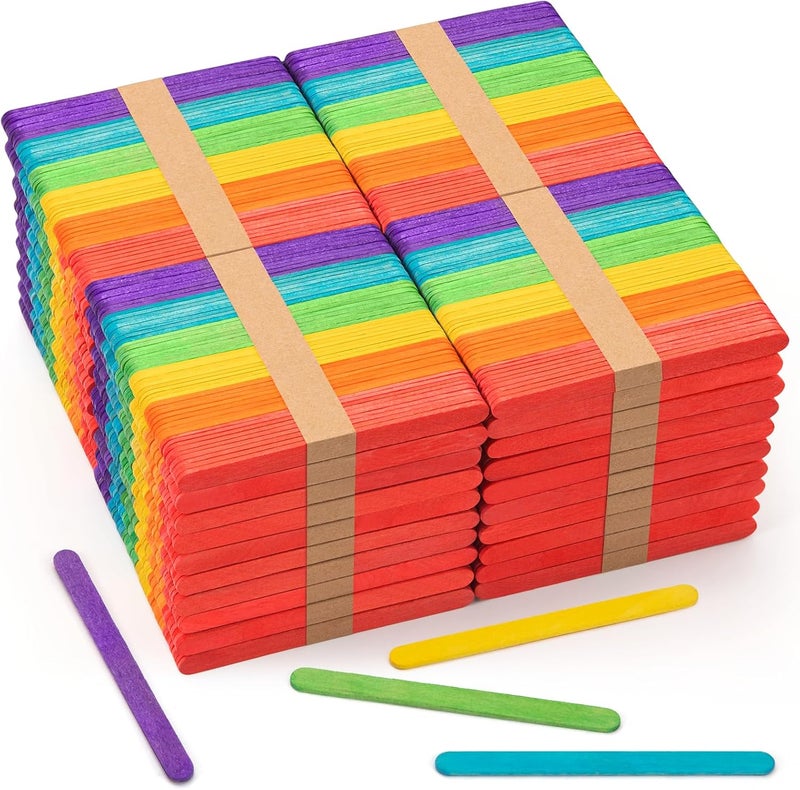 WISYOK 2000 Pcs Colored Popsicle Sticks for Crafts, 4.5 Inch Colored Wooden Craft Sticks, Ice Cream Sticks, Rainbow Popsicle Sticks, Great for DIY Craft Creative Designs and Handicraft - Image 1